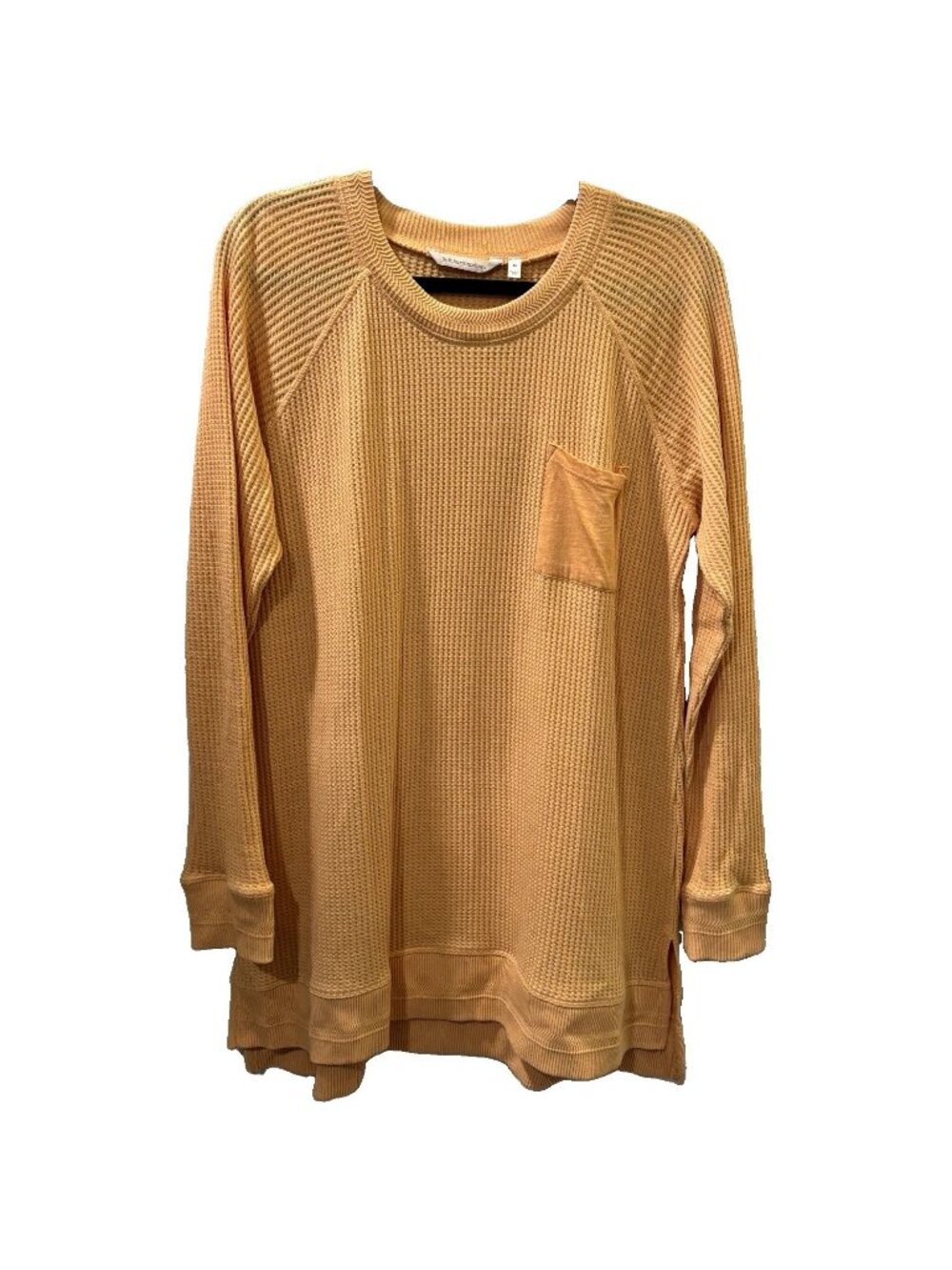 Soft Surroundings Waffle Knit tunic blouse Crew Neck Long Sleeve orange size XL